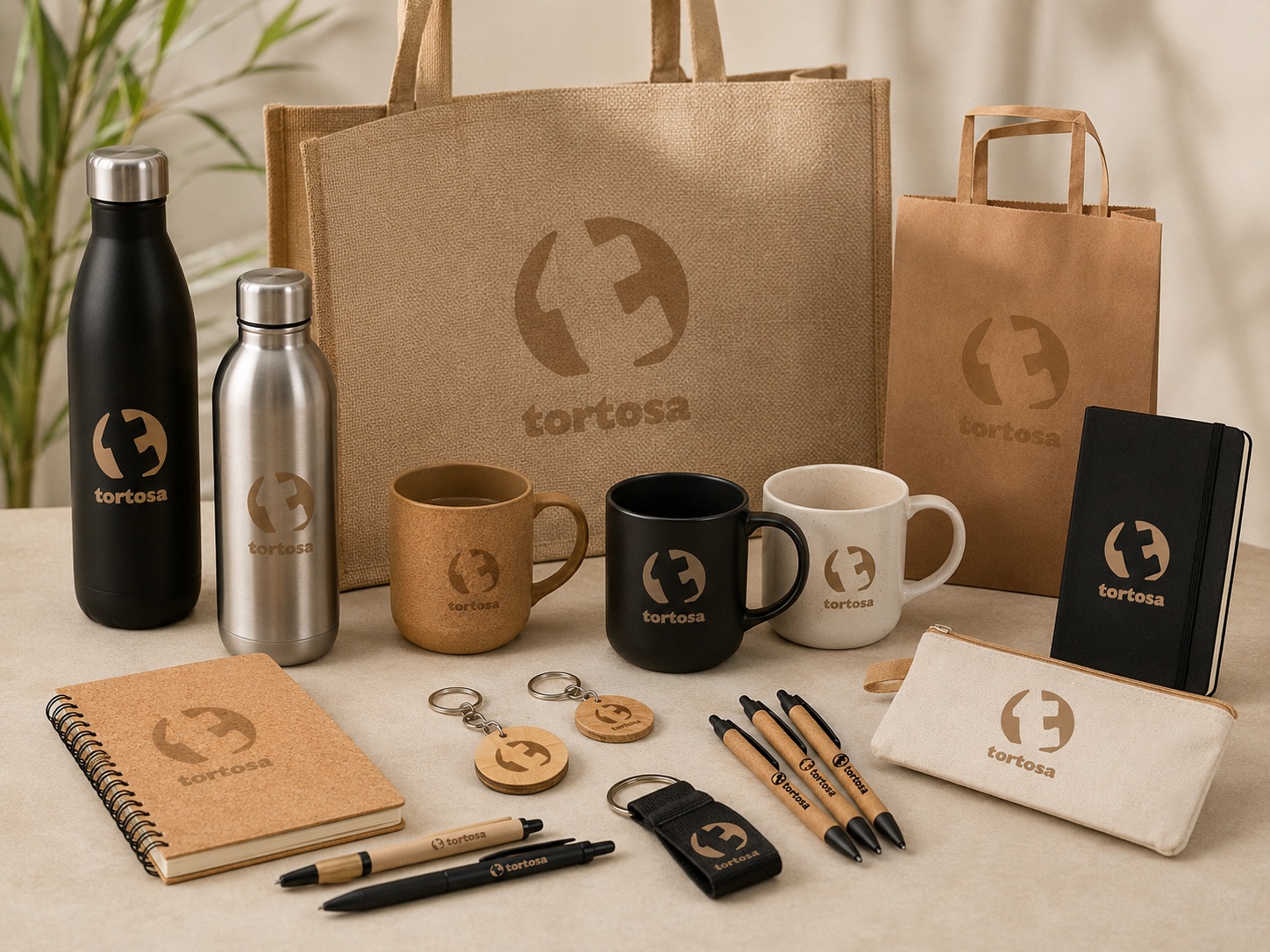 Ejemplos de regalos de empresa personalizados con el logo de Tortosa